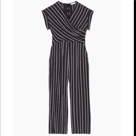 Calvin Klein Pants - Calvin Klein Striped V-Neck Wrap Jumpsuit